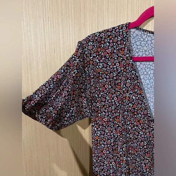 Michael Kors Floral Short Sleeve Wrap Style Mini Dress Size XL - Picture 2 of 4